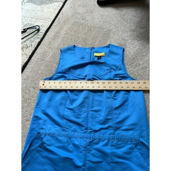 SOCA by St John Women Blue Polyester Sheath Dress Cinch Waist Ties Size Small - Picture 5 of 10